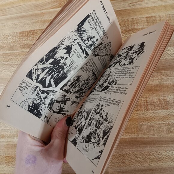 Tom Sawyer Mark Twain Samuel  Clemens 1984 B&W Pocket Classics Comic PB Vintage - Picture 6 of 6